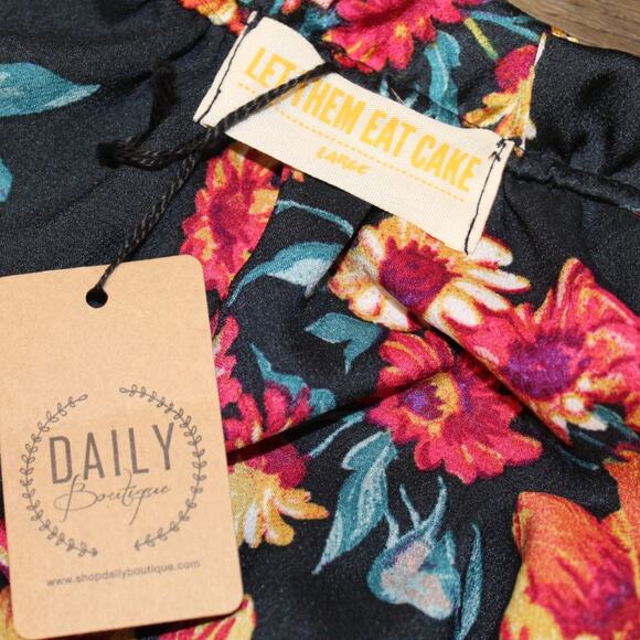 NWT Let Them Eat Cake Navy Blue Floral Tunic Dress Women’s Size Large - Picture 3 of 3